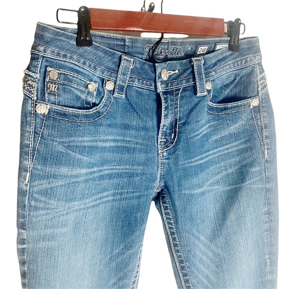 Miss Me Distressed Denim Bootcut Embellished Jeans - Picture 13 of 13